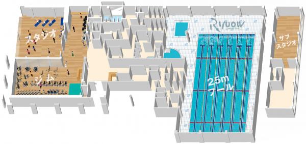 フィットネスクラブRyuow　施設内の見取り図