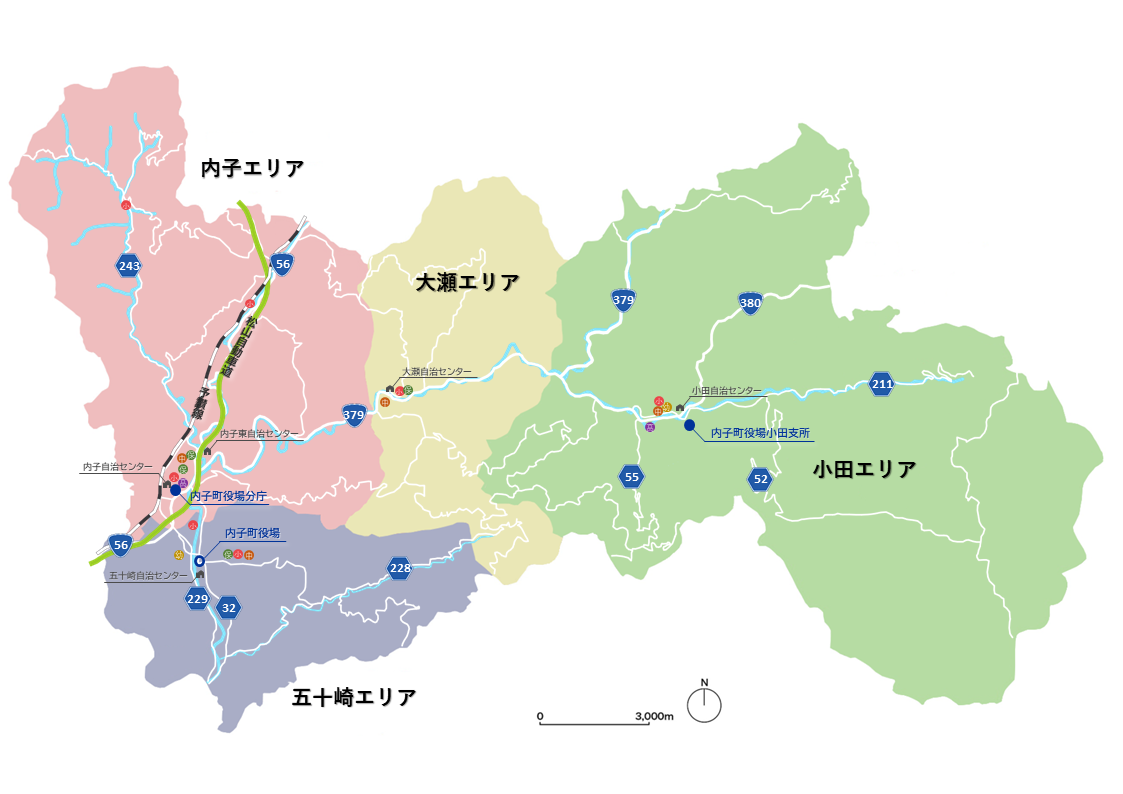 内子町の地図